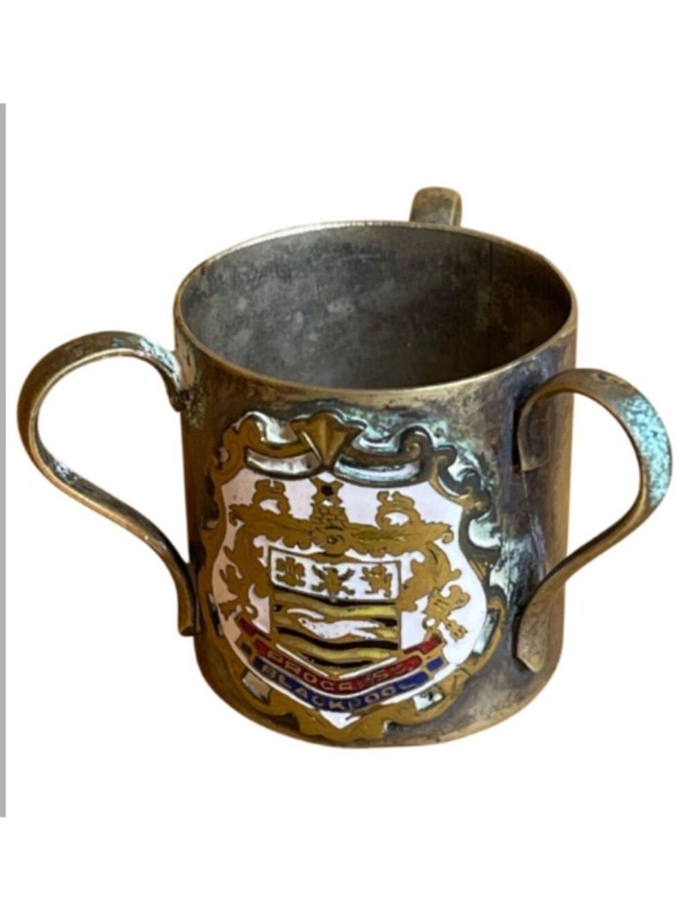 Antique Blackpool Souvenir Miniature Tyg 3 Handled Cup Spurrier & Co Crest 1.5"